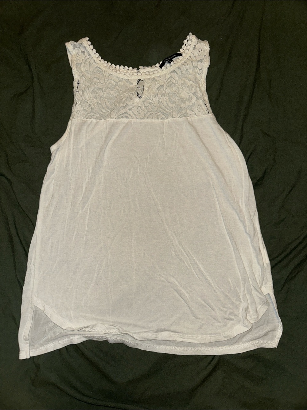 Ambiance Lace Yoke Sleeveless Tank - White